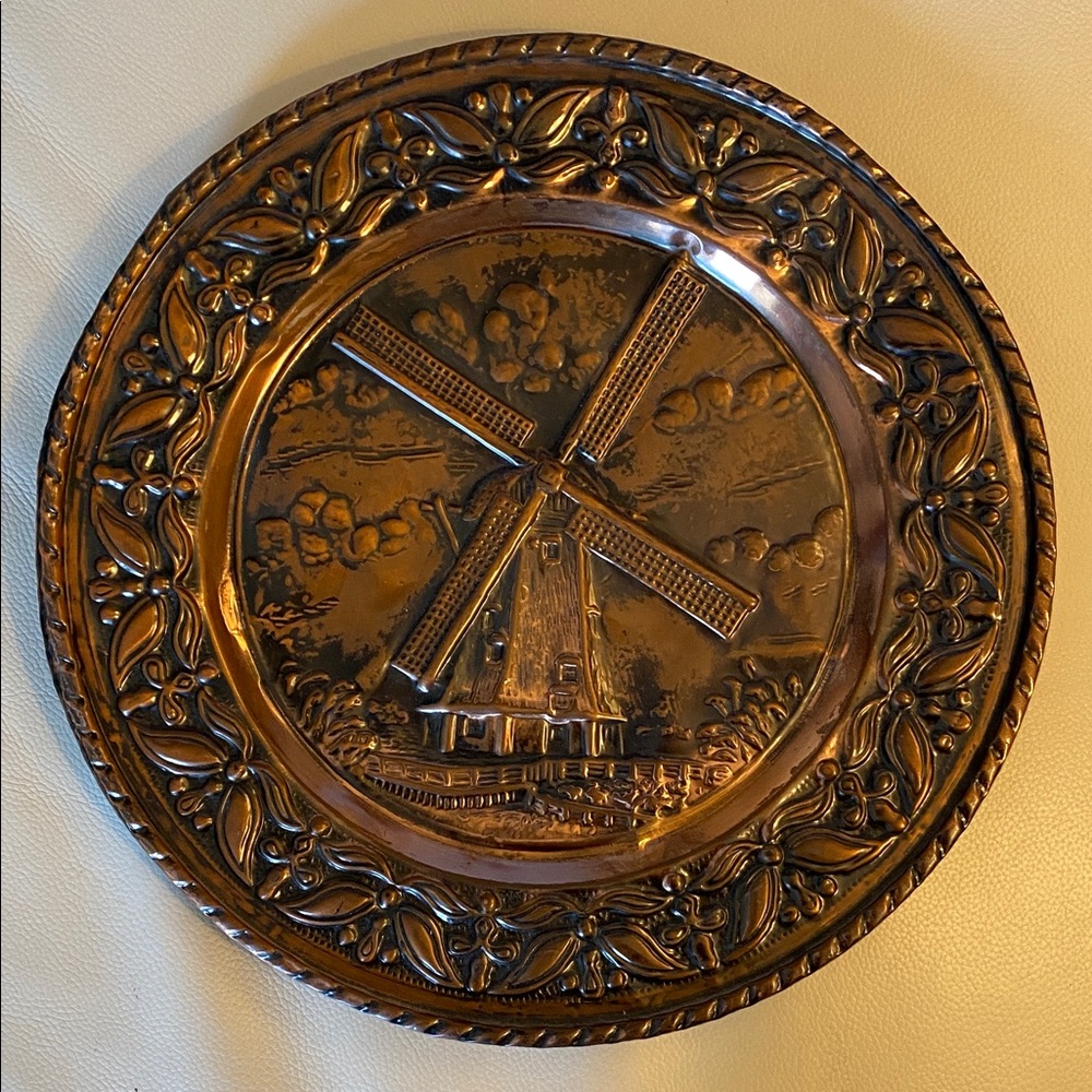 Vintage Copper Windmill Plate